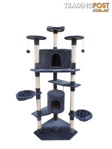 YES4PETS 200 cm Cat Scratching Post Tree Scratcher Corner Tower Furniture- Grey...