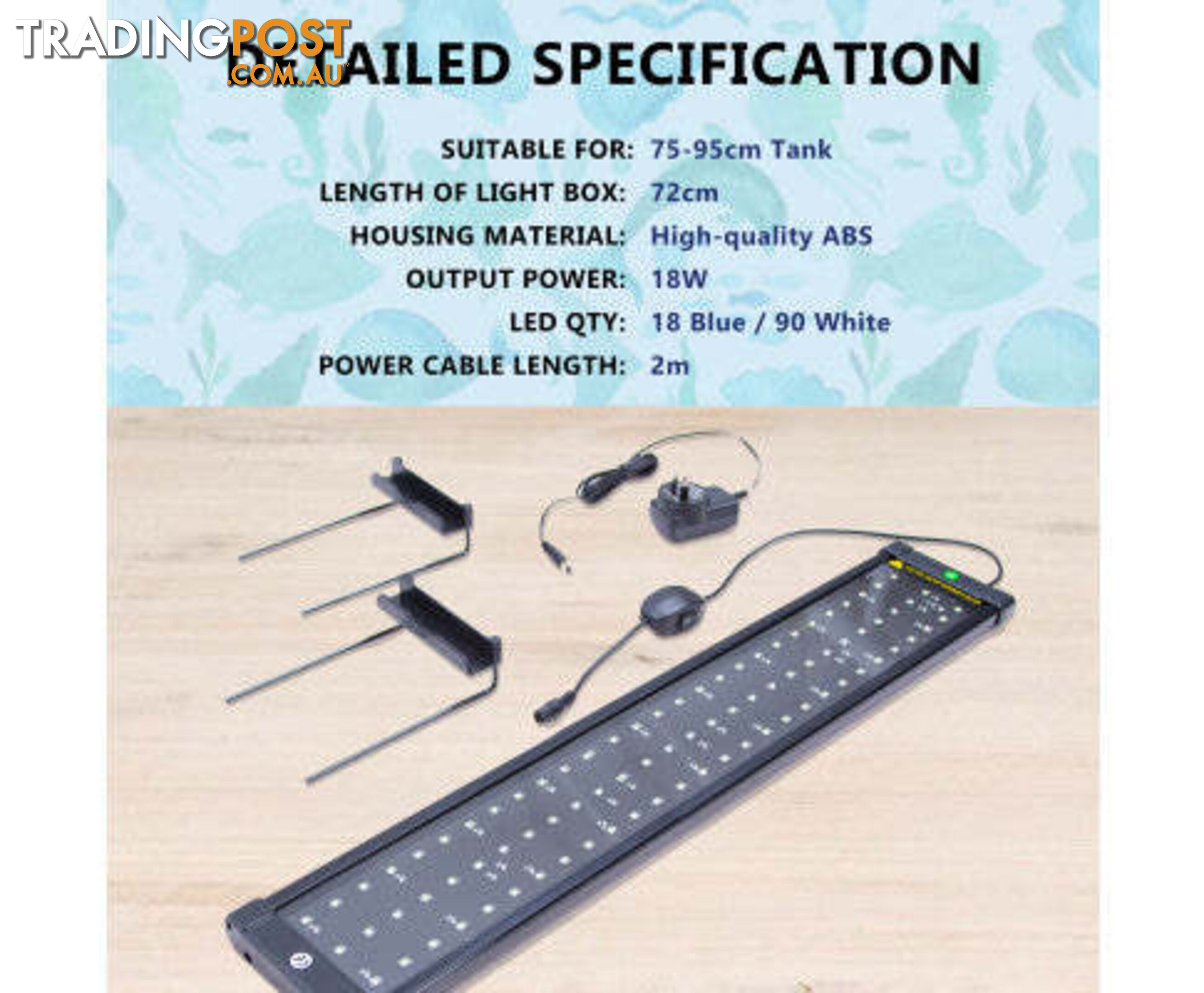 Dynamic Power 2 Set 18W Aquarium Blue White LED Light for Tank 75-95cm - V274-AQ-LED80-18W-X2