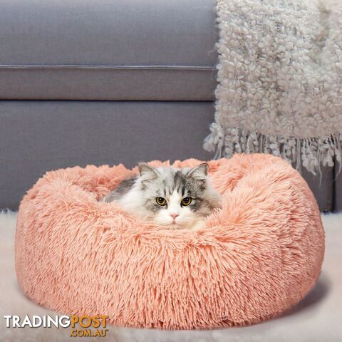 Pet Bed Cat Dog Donut Nest Calming Deep Sleeping Pink - WB-JC1058-M-PK