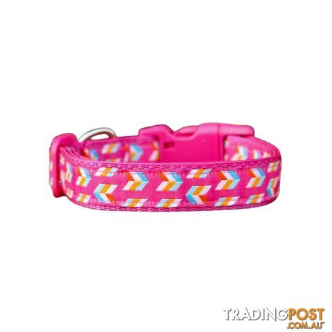 Herringbone Dog Collar - Hand Made by The Bark Side - TBSHERLGEDPNK