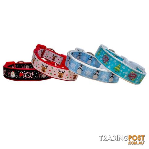 Christmas Dog Collar / Reindeer / Santa - Hand Made by The Bark Side -...