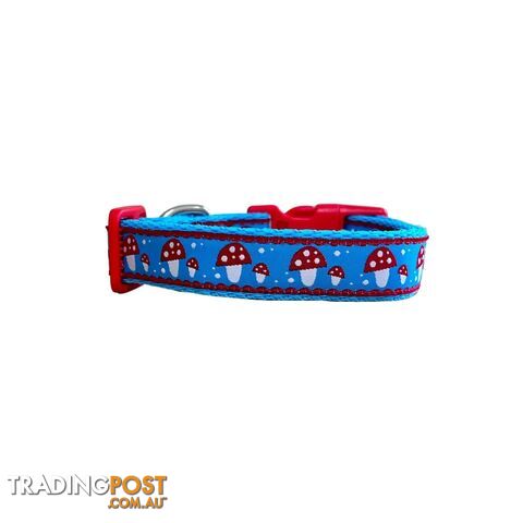 Toadstool Dog Collar / Mushroom - Hand Made by The Bark Side - TBSTOADMED