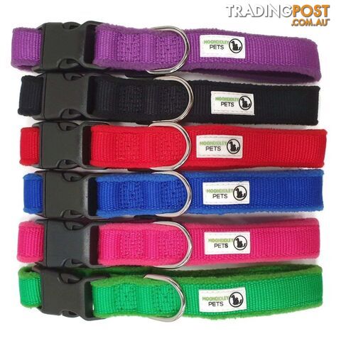 100% Pure Bamboo Fibre w/Fleece Lining Dog Collar Plastic Buckle - Moondidley Pets - MDPCOLFLELNVY