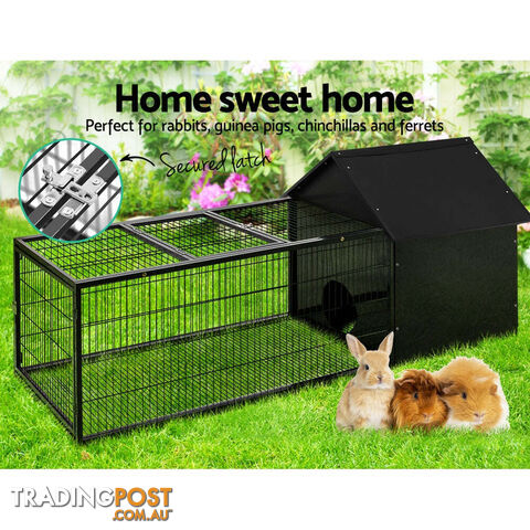 i.Pet Rabbit Cage Hutch 162x60cm Enclosure Metal - PET-RAB-CAGE-L160