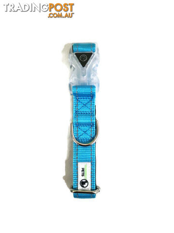Dog Collar LED Flashing Light Buckle, Reflective Stitching - Moondidley Pets - MDPCOLLEDXLPUR - photo 5 of 7