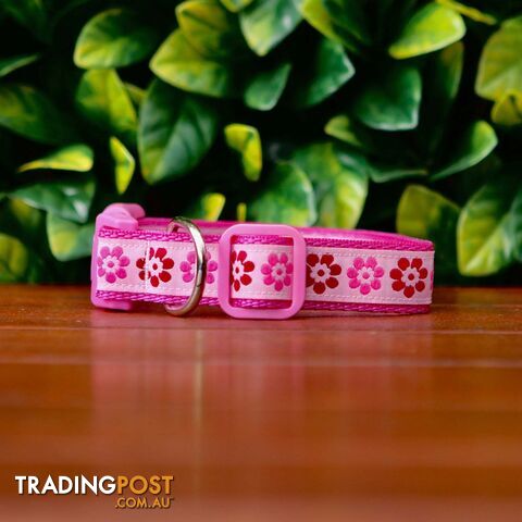 Pink Flower Dog Collar - Hand Made by The Bark Side - TBSPFLLGE - photo 2 of 6