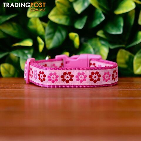 Pink Flower Dog Collar - Hand Made by The Bark Side - TBSPFLLGE - photo 3 of 6