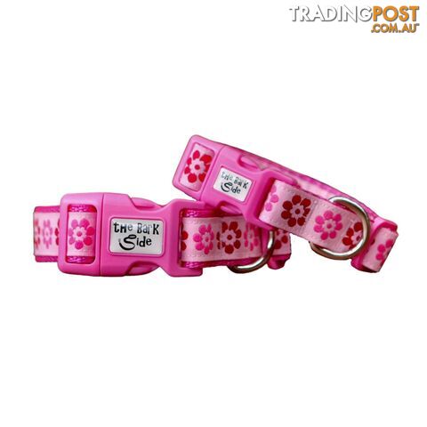 Pink Flower Dog Collar - Hand Made by The Bark Side - TBSPFLLGE - photo 4 of 6