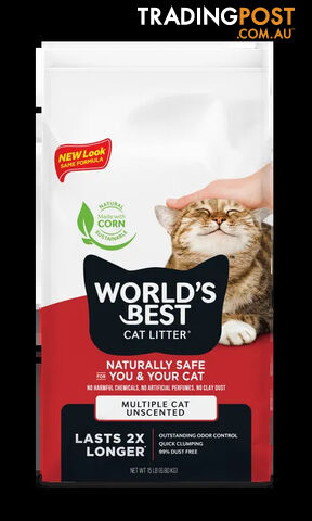 Worlds Best Clumping Cat Litter Multiple Cat Unscented 6.8kg - CLW0022