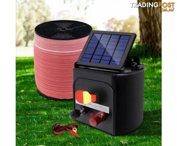 Giantz Electric Fence Energiser 3km, 5km,8km Solar Powered Energizer Set + 1200m or 2000m Tape - SFC-FIK-TAPE-1200M-8KM