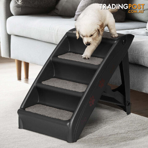 i.Pet Dog Ramp Steps For Bed Sofa Car Pet Stairs Ladder Portable Foldable Black - FDR-D-433-BK