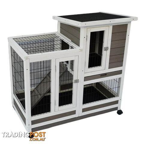 YES4PETS Rabbit Hutch Cat House Cage Guinea Pig Ferret Cage With Wheels -...