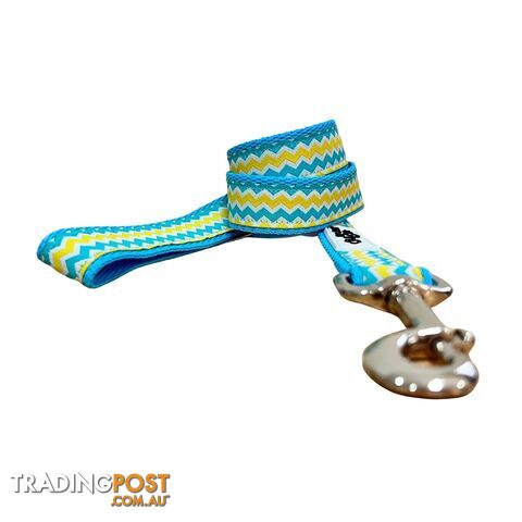 Blue & Yellow Waves Dog Lead / Leash - Hand Made by The Bark Side -...