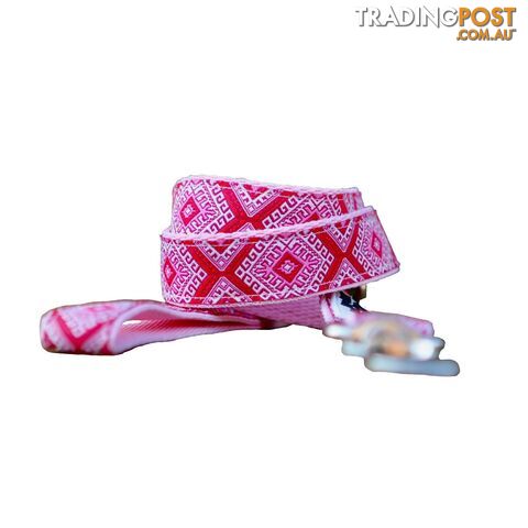 Aztec Dog Lead Leash: Pink Blue - Hand Made by The Bark Side -...