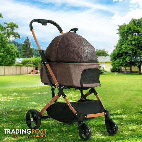 i.Pet Pet Stroller Dog Pram Large Cat Carrier Travel Foldable 4 Wheels Pushchair...
