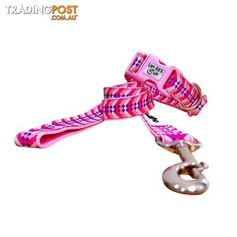 Diamond Chevron - Pink Blue: Dog Lead / Leash - Hand Made by The Bark Side -...
