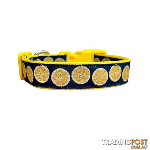 Lemon Dog Collar - Hand Made by The Bark Side - TBSLEMSML