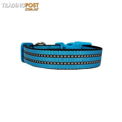 Reflective Dog Collar - Hand Made by The Bark Side - TBSREFMEDRED