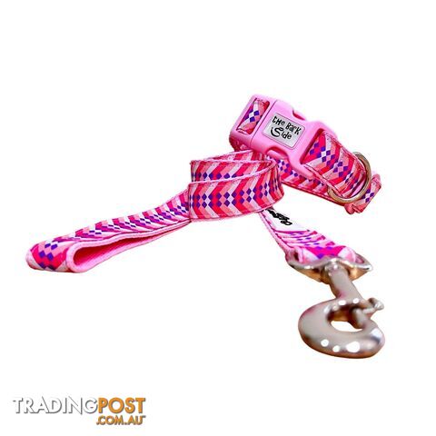Diamond Chevron - Pink Blue: Dog Lead / Leash - Hand Made by The Bark Side -...
