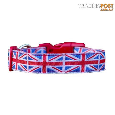 Union Jack Dog Collar / M - L - Hand Made by The Bark Side - TBSUNIMED