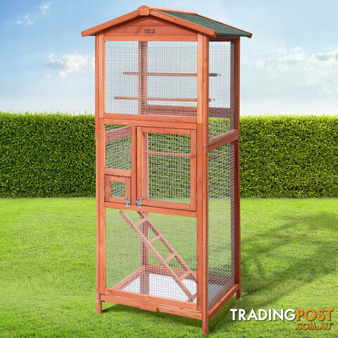 i.Pet Bird Cage 72cm x 60cm x 168cm Pet Cages Large Aviary Parrot Carrier Travel Canary Wooden XL - PET-GT-BIRD-WBC02