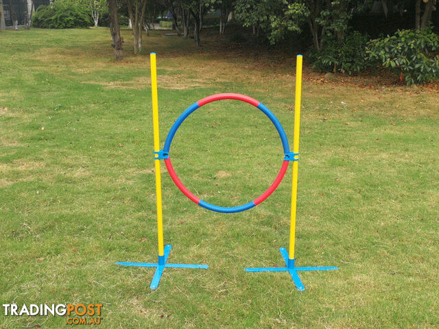 YES4PETS Portable Adjustable Dog Puppy Training Practice Jump Tyre Agility Post...