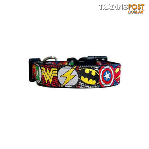 Superhero Dog Collar - Hand Made by The Bark Side - TBSHEROLGEBLK