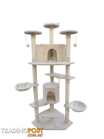 YES4PETS 200 cm Cat Scratching Post Tree Scratcher Corner Tower Furniture- Beige...