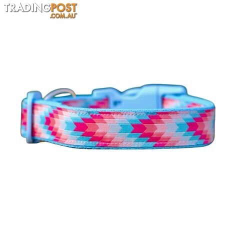 Geometric Arrows Dog Collar - Hand Made by The Bark Side - TBSGARLGEBBLU