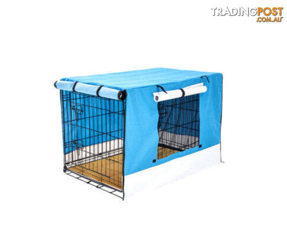 Paw Mate Wire Dog Cage Crate with Tray + Cushion Mat + Cover Combo - V274-PET-WCCVCU30-BU