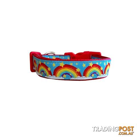 Rainbow Dog Collar - Hand Made by The Bark Side - TBSRAISYEL