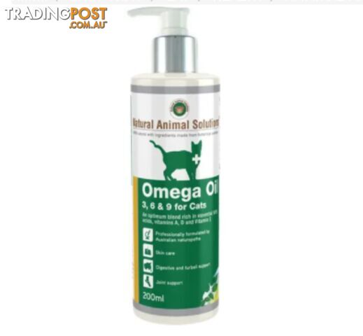 NATURAL ANIMAL SOLUTIONS OMEGA 3 6 & 9 OIL FOR CATS 200ML - WPS-CHN3005