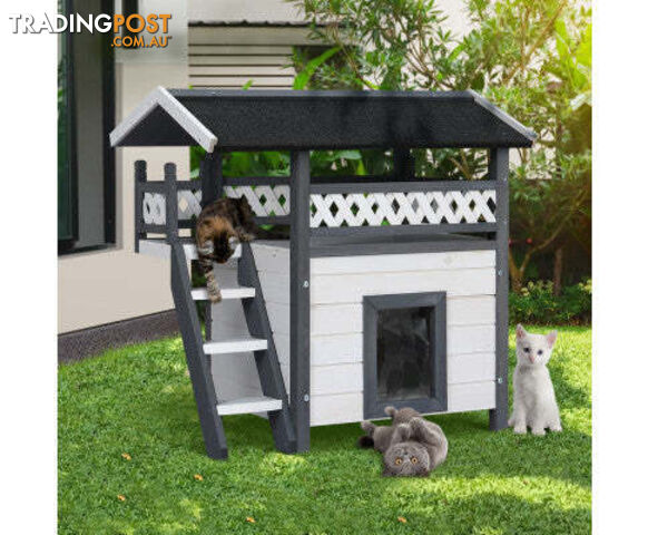 i.Pet Cat House Shelter Outdoor Wooden Small Dog Pet Houses Kennel - PET-CH-770-GR