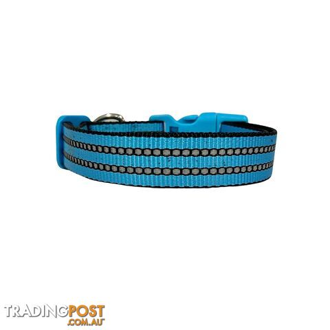 Reflective Dog Collar - Hand Made by The Bark Side - TBSREFLGERED