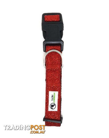 Bling Glitter Overlay Nylon Collar - Breakaway Buckle - Moondidley Pets - MDPCOLBLIXLRED