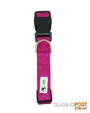 Bling Glitter Overlay Nylon Collar - Breakaway Buckle - Moondidley Pets - MDPCOLBLIXLRED