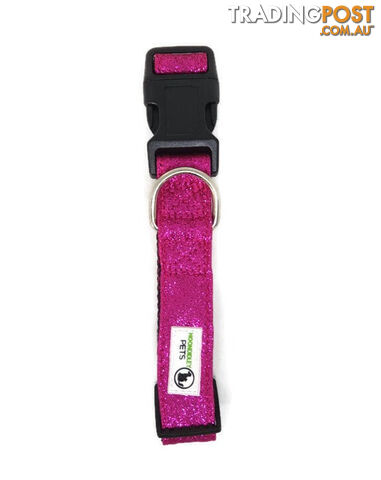 Bling Glitter Overlay Nylon Collar - Breakaway Buckle - Moondidley Pets - MDPCOLBLIXLRED