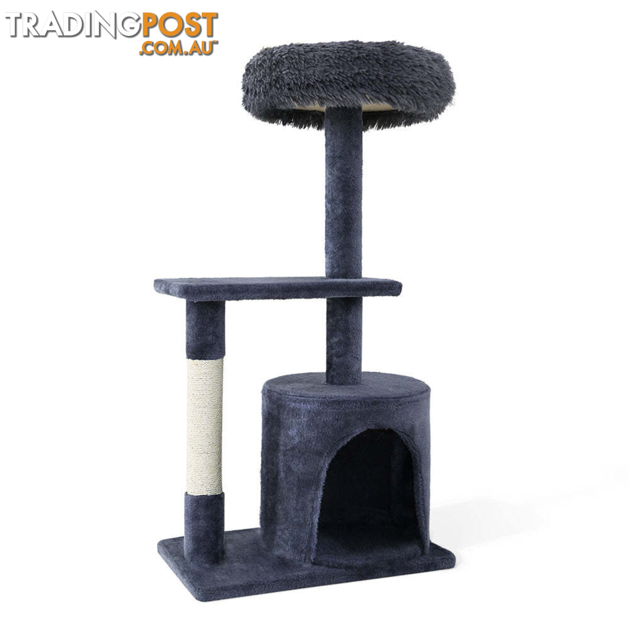 i.Pet Cat Tree 94cm Scratching Post Tower Scratcher Condo House Wood Trees Grey - PET-CAT-FL015-4-GR