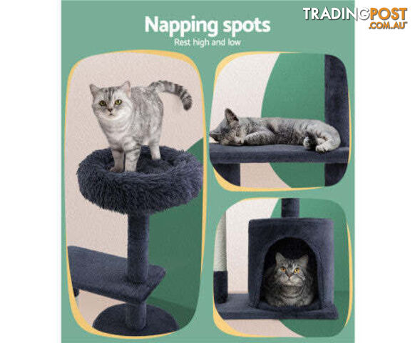 i.Pet Cat Tree 94cm Scratching Post Tower Scratcher Condo House Wood Trees Grey - PET-CAT-FL015-4-GR