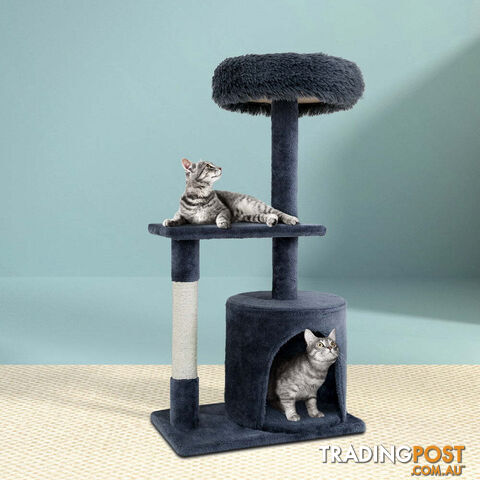 i.Pet Cat Tree 94cm Scratching Post Tower Scratcher Condo House Wood Trees Grey - PET-CAT-FL015-4-GR