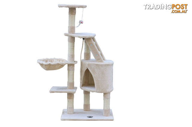 YES4PETS 120 cm Multi level Cat Kitten Scratching Post Tree-Beige -...