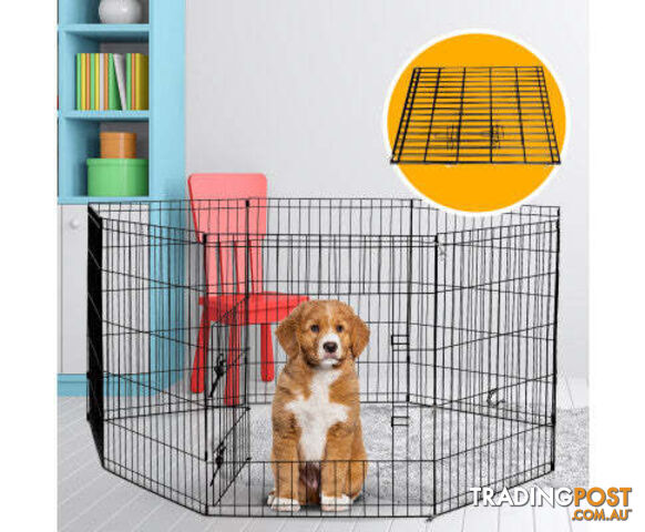 4Paws 8 Panel Playpen Puppy Exercise Fence Cage Enclosure Pets Black All Sizes - V160-10004322