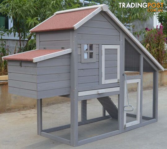 YES4PETS Grey Large Chicken Coop Rabbit Hutch Ferret Guinea Pig Cage Hen Chook...