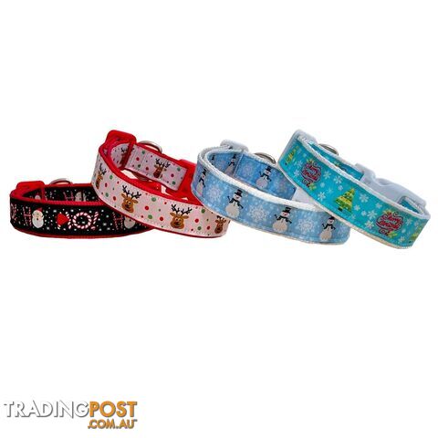 Christmas Dog Collar / Reindeer / Santa - Hand Made by The Bark Side -...
