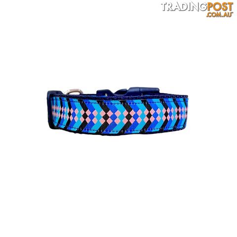 Diamond Chevron Dog Collar - Pink Blue - Hand Made by The Bark Side - TBSDIALGEBBLU - photo 3 of 18