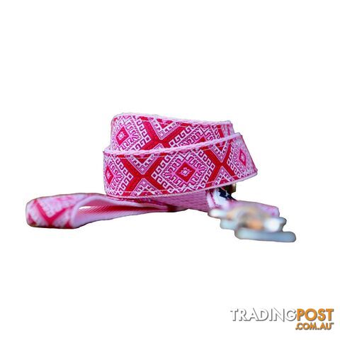 Aztec Dog Lead Leash: Pink Blue - Hand Made by The Bark Side -...