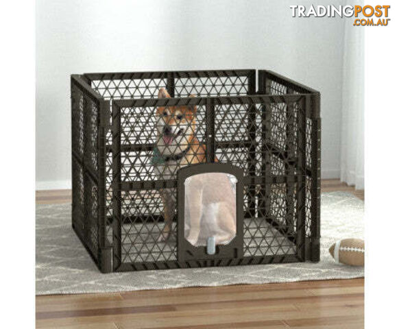 i.Pet Pet Dog Playpen Enclosure Panel Fence Puppy Cage Plastic Play Pen Foldable - PET-DOGPLAYPEN-PL-6-BR