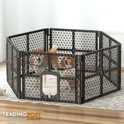 i.Pet Dog Playpen Enclosure 6 Panel Pet Fence Plastic Play Pen -...