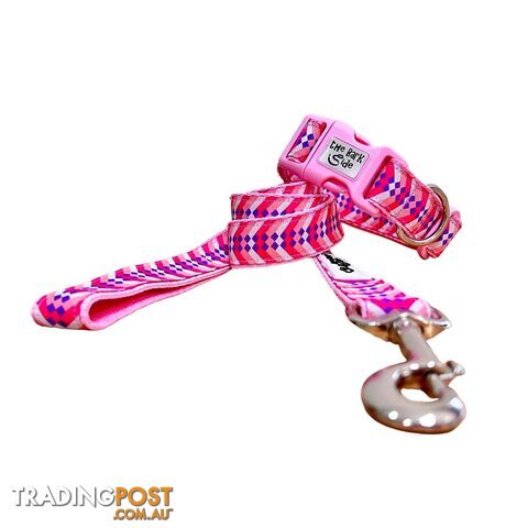 Diamond Chevron - Pink Blue: Dog Lead / Leash - Hand Made by The Bark Side -...