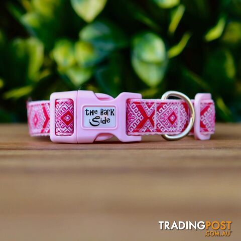 Aztec Dog Collar - Pink Blue - Hand Made by The Bark Side - TBSAZTLGEBBLU - photo 5 of 20
